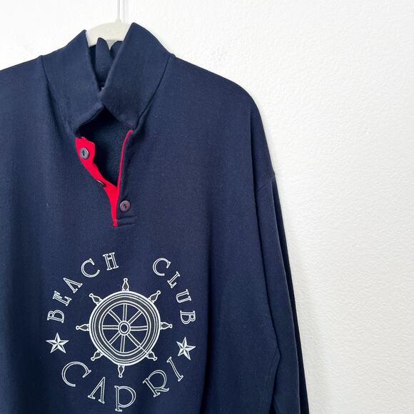[Vintage] Navy Capri Beach Club Graphic Print Oversized Sweatshirt Size Medium M - Picture 5 of 12